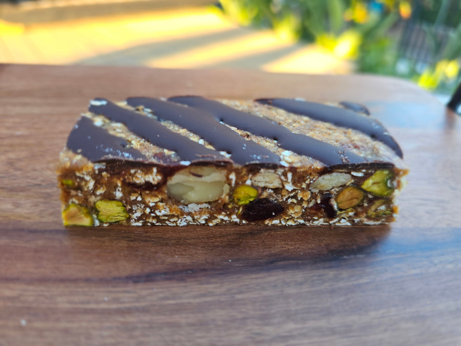 Dark Chocolate Sour Cherry Macadamia Nut TEKNIKA Bar